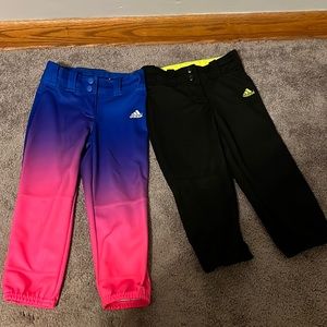 2 pairs of youth xs Adidas softball pants.